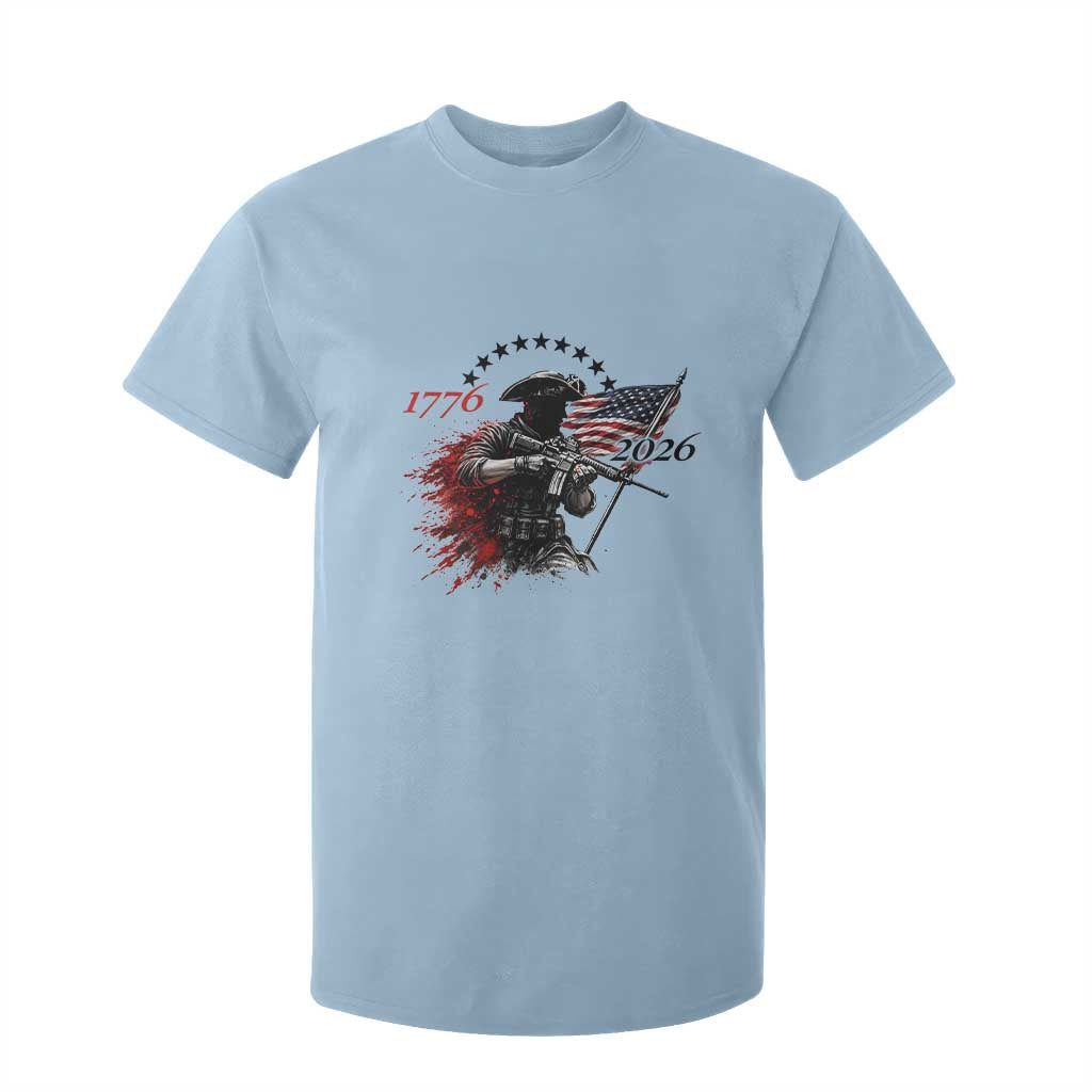 250 Years Anniversary Yankee Spirit T Shirt For Kid 1776 2026 Patriotic Tactical Minuteman Independence Day 4th July US Flag TS10 Light Blue Print Your Wear