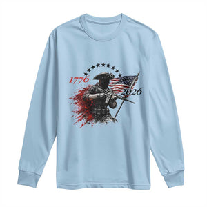 250 Years Anniversary Yankee Spirit Long Sleeve Shirt 1776 2026 Patriotic Tactical Minuteman Independence Day 4th July US Flag TS10 Light Blue Print Your Wear