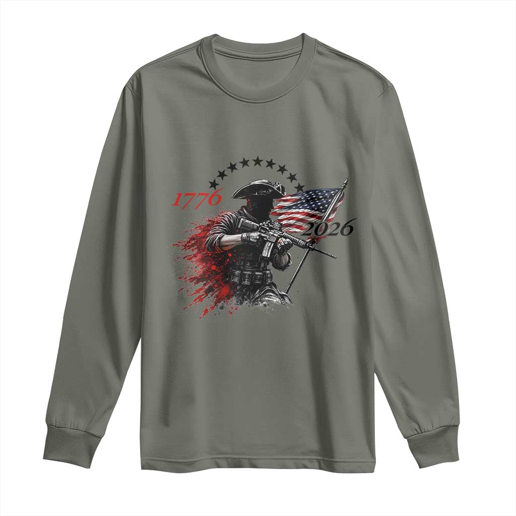 250 Years Anniversary Yankee Spirit Long Sleeve Shirt 1776 2026 Patriotic Tactical Minuteman Independence Day 4th July US Flag TS10 Military Green Print Your Wear