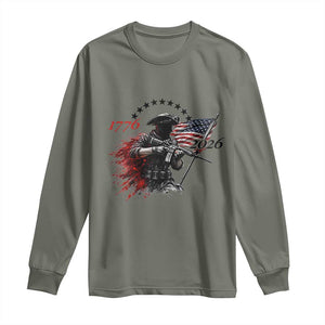 250 Years Anniversary Yankee Spirit Long Sleeve Shirt 1776 2026 Patriotic Tactical Minuteman Independence Day 4th July US Flag TS10 Military Green Print Your Wear