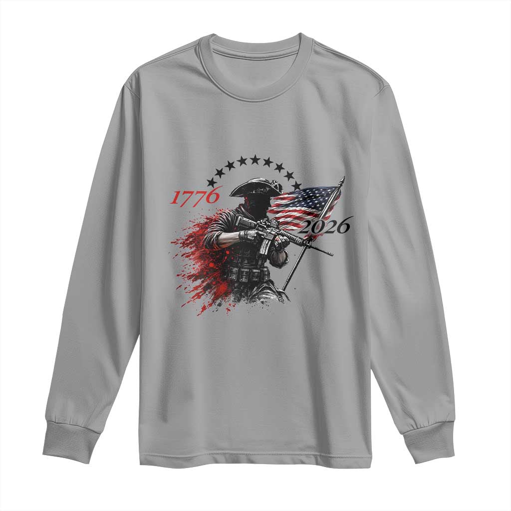 250 Years Anniversary Yankee Spirit Long Sleeve Shirt 1776 2026 Patriotic Tactical Minuteman Independence Day 4th July US Flag TS10 Sport Gray Print Your Wear