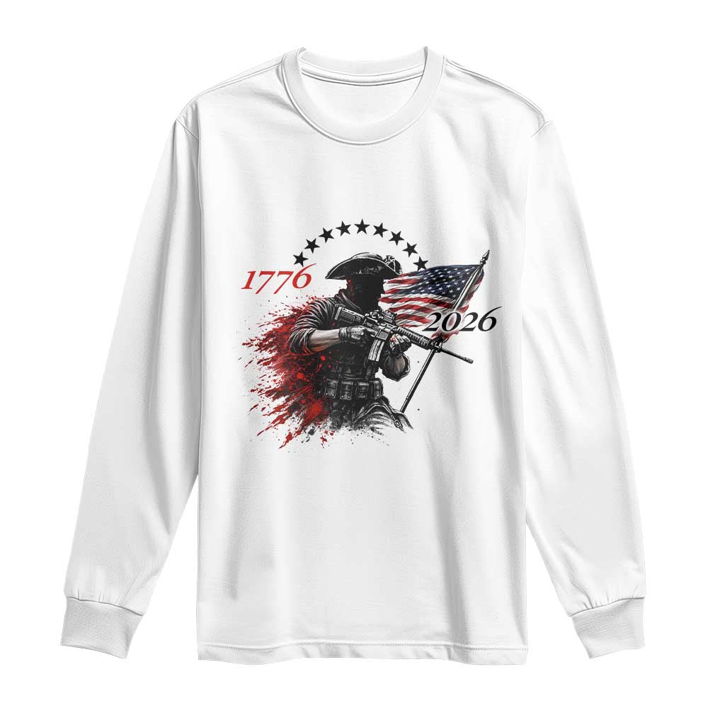 250 Years Anniversary Yankee Spirit Long Sleeve Shirt 1776 2026 Patriotic Tactical Minuteman Independence Day 4th July US Flag TS10 White Print Your Wear
