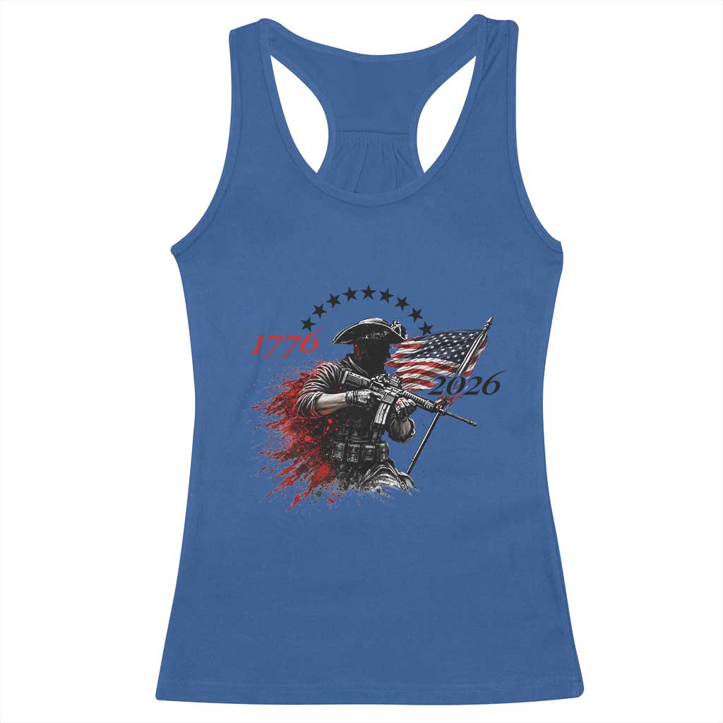 250 Years Anniversary Yankee Spirit Racerback Tank Top 1776 2026 Patriotic Tactical Minuteman Independence Day 4th July US Flag TS10 Royal Blue Print Your Wear