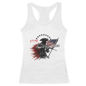 250 Years Anniversary Yankee Spirit Racerback Tank Top 1776 2026 Patriotic Tactical Minuteman Independence Day 4th July US Flag TS10 White Print Your Wear