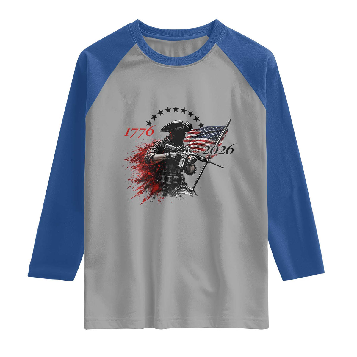 250 Years Anniversary Yankee Spirit Raglan Shirt 1776 2026 Patriotic Tactical Minuteman Independence Day 4th July US Flag TS10 Sport Gray Royal Print Your Wear