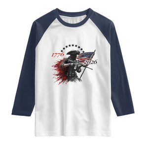 250 Years Anniversary Yankee Spirit Raglan Shirt 1776 2026 Patriotic Tactical Minuteman Independence Day 4th July US Flag TS10 White Navy Print Your Wear