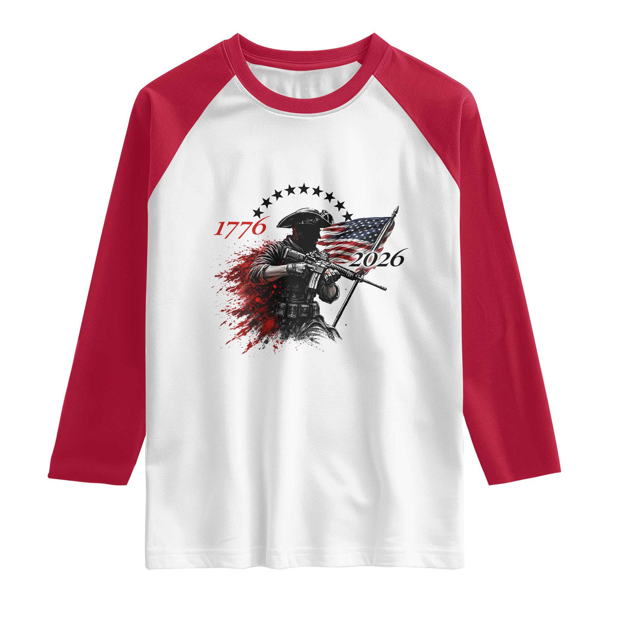 250 Years Anniversary Yankee Spirit Raglan Shirt 1776 2026 Patriotic Tactical Minuteman Independence Day 4th July US Flag TS10 White Red Print Your Wear