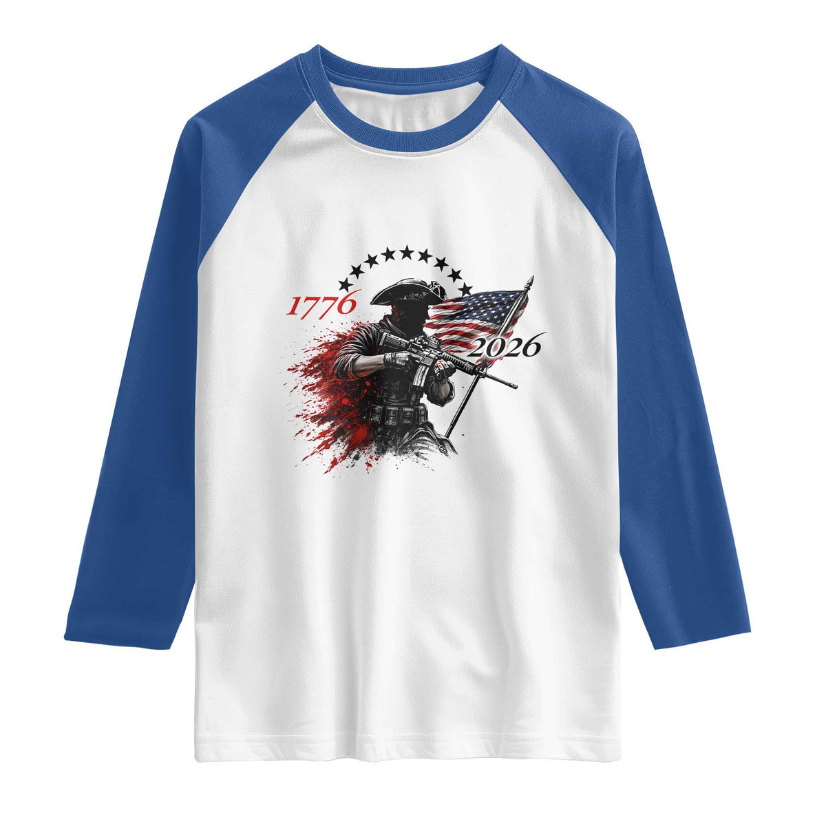 250 Years Anniversary Yankee Spirit Raglan Shirt 1776 2026 Patriotic Tactical Minuteman Independence Day 4th July US Flag TS10 White Royal Print Your Wear