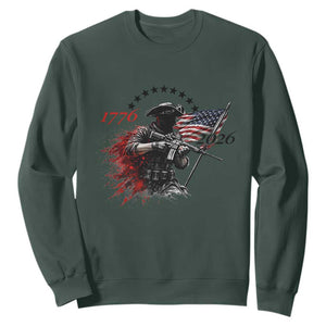 250 Years Anniversary Yankee Spirit Sweatshirt 1776 2026 Patriotic Tactical Minuteman Independence Day 4th July US Flag TS10 Dark Forest Green Print Your Wear