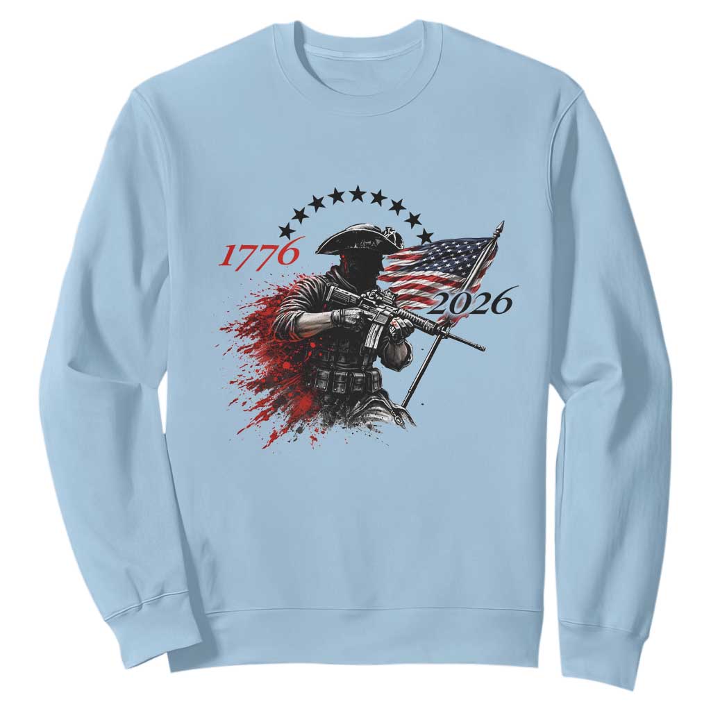 250 Years Anniversary Yankee Spirit Sweatshirt 1776 2026 Patriotic Tactical Minuteman Independence Day 4th July US Flag TS10 Light Blue Print Your Wear