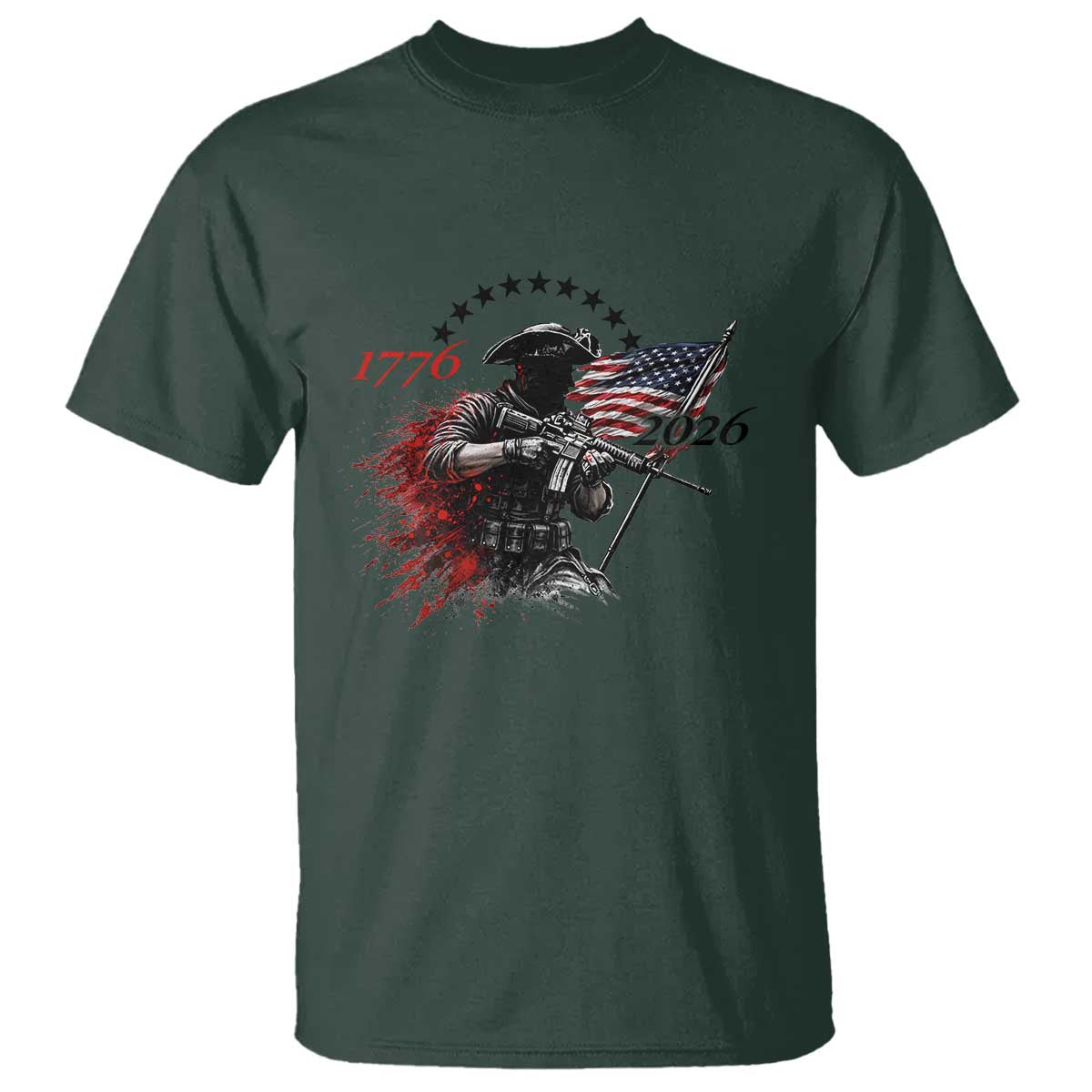 250 Years Anniversary Yankee Spirit T Shirt 1776 2026 Patriotic Tactical Minuteman Independence Day 4th July US Flag TS10 Dark Forest Green Print Your Wear