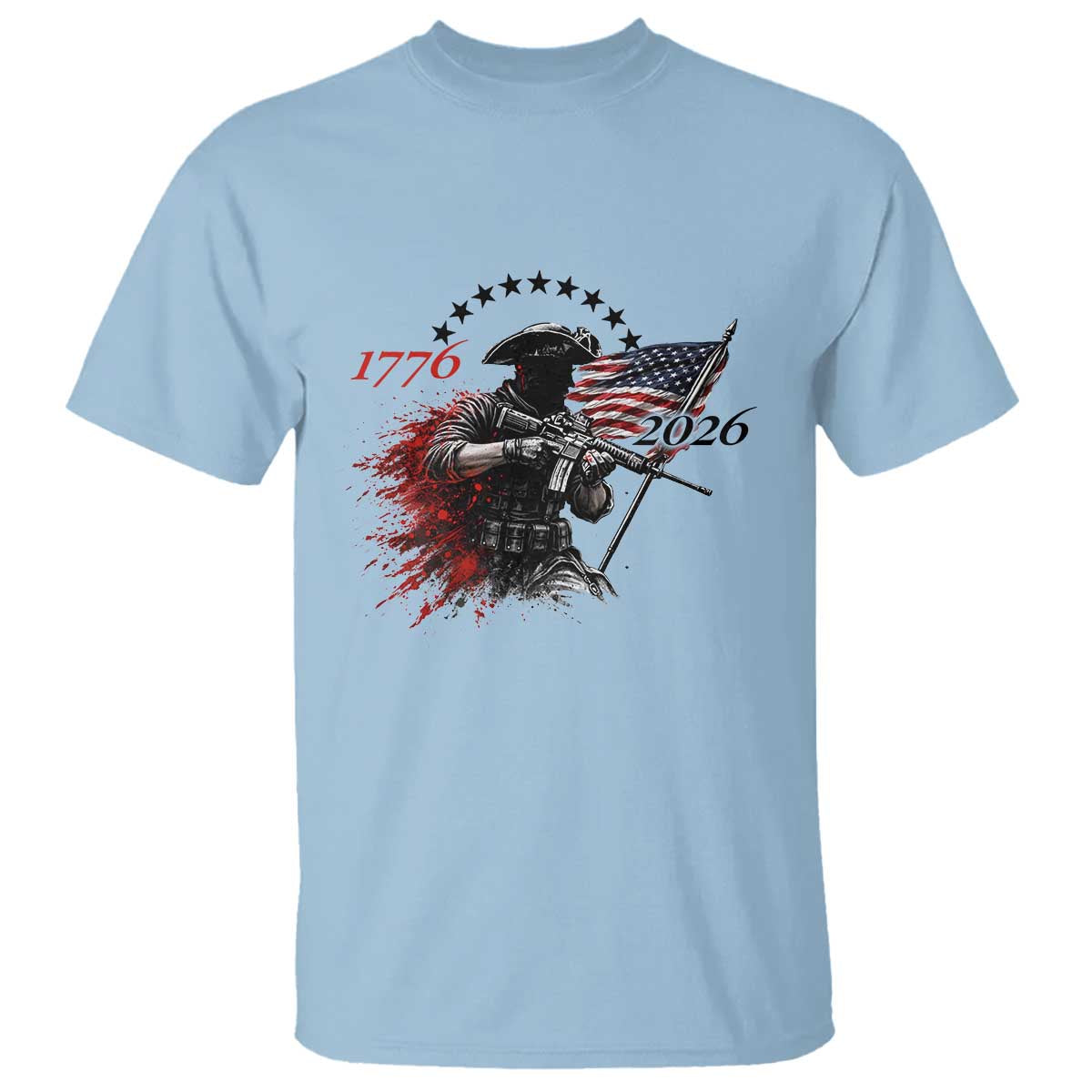 250 Years Anniversary Yankee Spirit T Shirt 1776 2026 Patriotic Tactical Minuteman Independence Day 4th July US Flag TS10 Light Blue Print Your Wear
