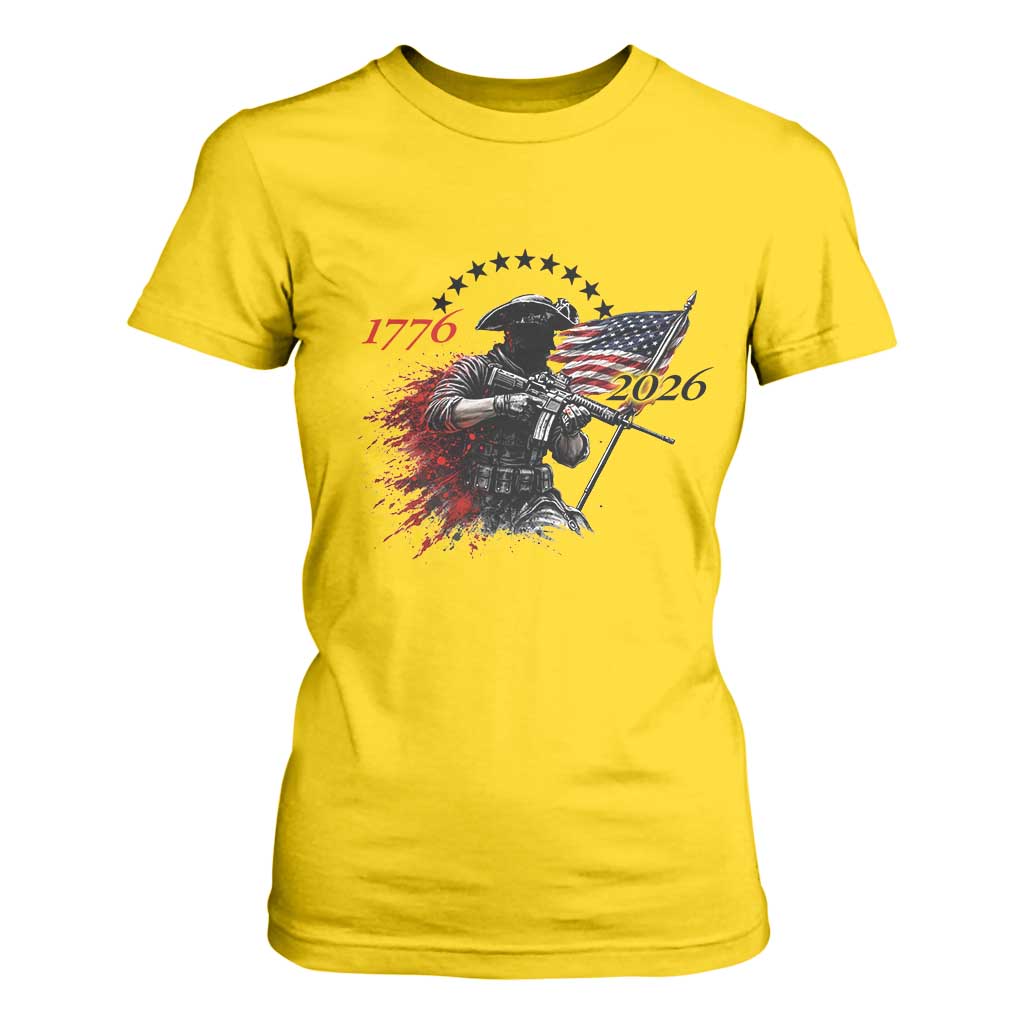 250 Years Anniversary Yankee Spirit T Shirt For Women 1776 2026 Patriotic Tactical Minuteman Independence Day 4th July US Flag TS10 Daisy Print Your Wear