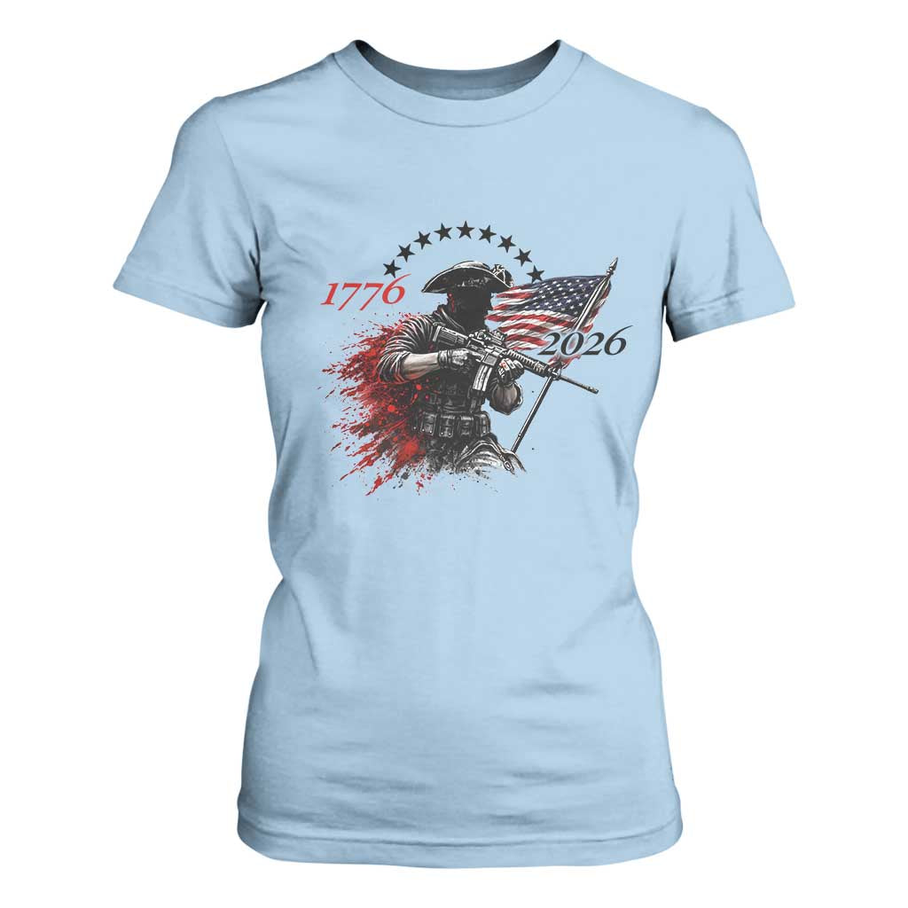 250 Years Anniversary Yankee Spirit T Shirt For Women 1776 2026 Patriotic Tactical Minuteman Independence Day 4th July US Flag TS10 Light Blue Print Your Wear
