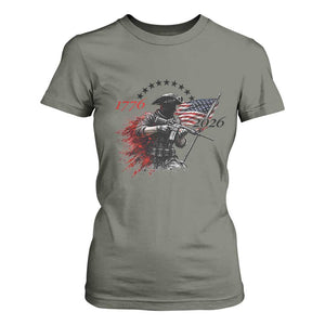 250 Years Anniversary Yankee Spirit T Shirt For Women 1776 2026 Patriotic Tactical Minuteman Independence Day 4th July US Flag TS10 Military Green Print Your Wear