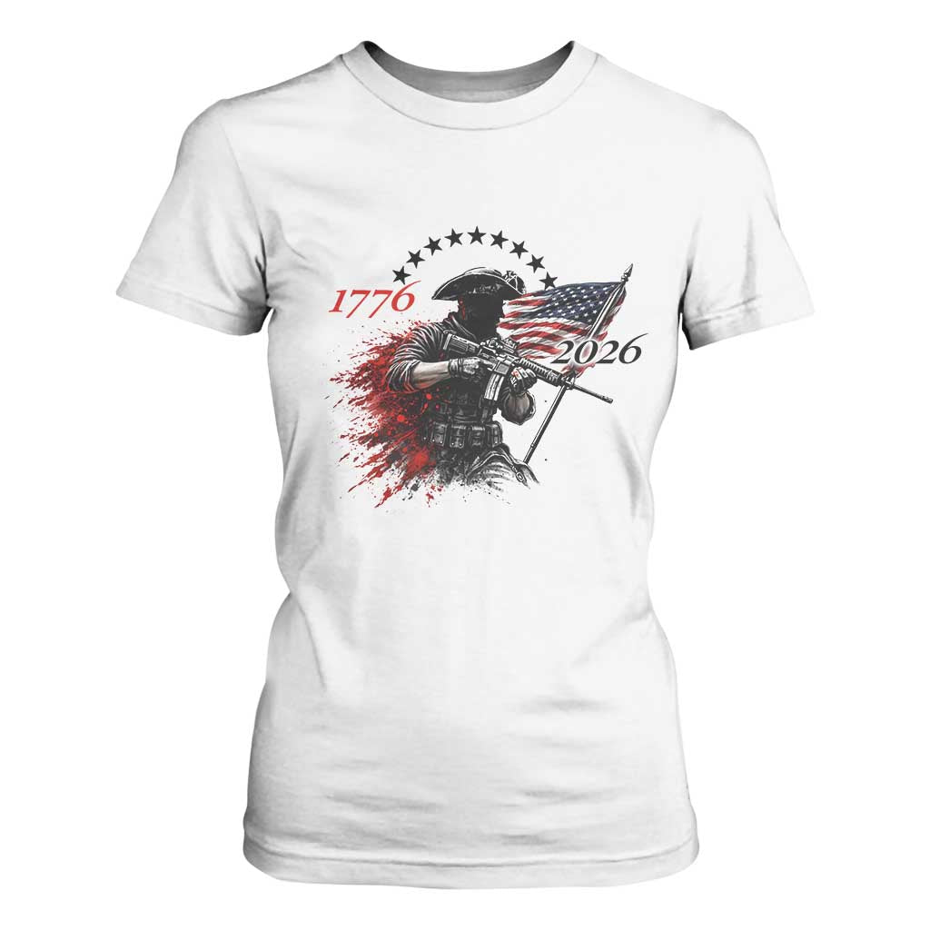 250 Years Anniversary Yankee Spirit T Shirt For Women 1776 2026 Patriotic Tactical Minuteman Independence Day 4th July US Flag TS10 White Print Your Wear
