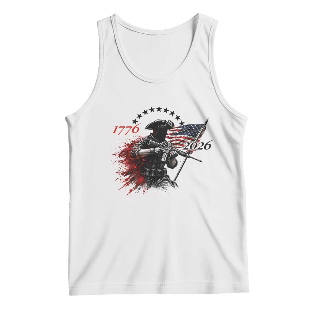 250 Years Anniversary Yankee Spirit Tank Top 1776 2026 Patriotic Tactical Minuteman Independence Day 4th July US Flag TS10 White Print Your Wear