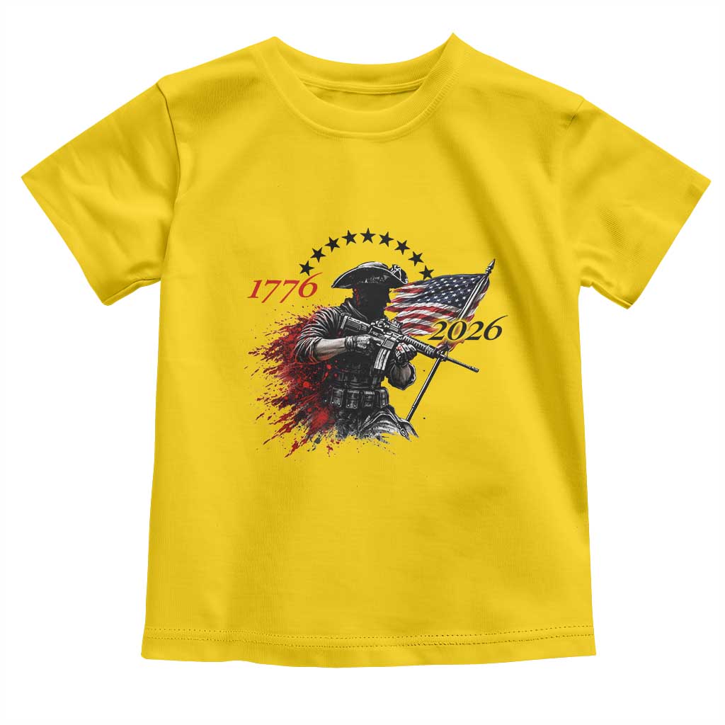 250 Years Anniversary Yankee Spirit Toddler T Shirt 1776 2026 Patriotic Tactical Minuteman Independence Day 4th July US Flag TS10 Daisy Print Your Wear