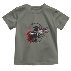 250 Years Anniversary Yankee Spirit Toddler T Shirt 1776 2026 Patriotic Tactical Minuteman Independence Day 4th July US Flag TS10 Military Green Print Your Wear