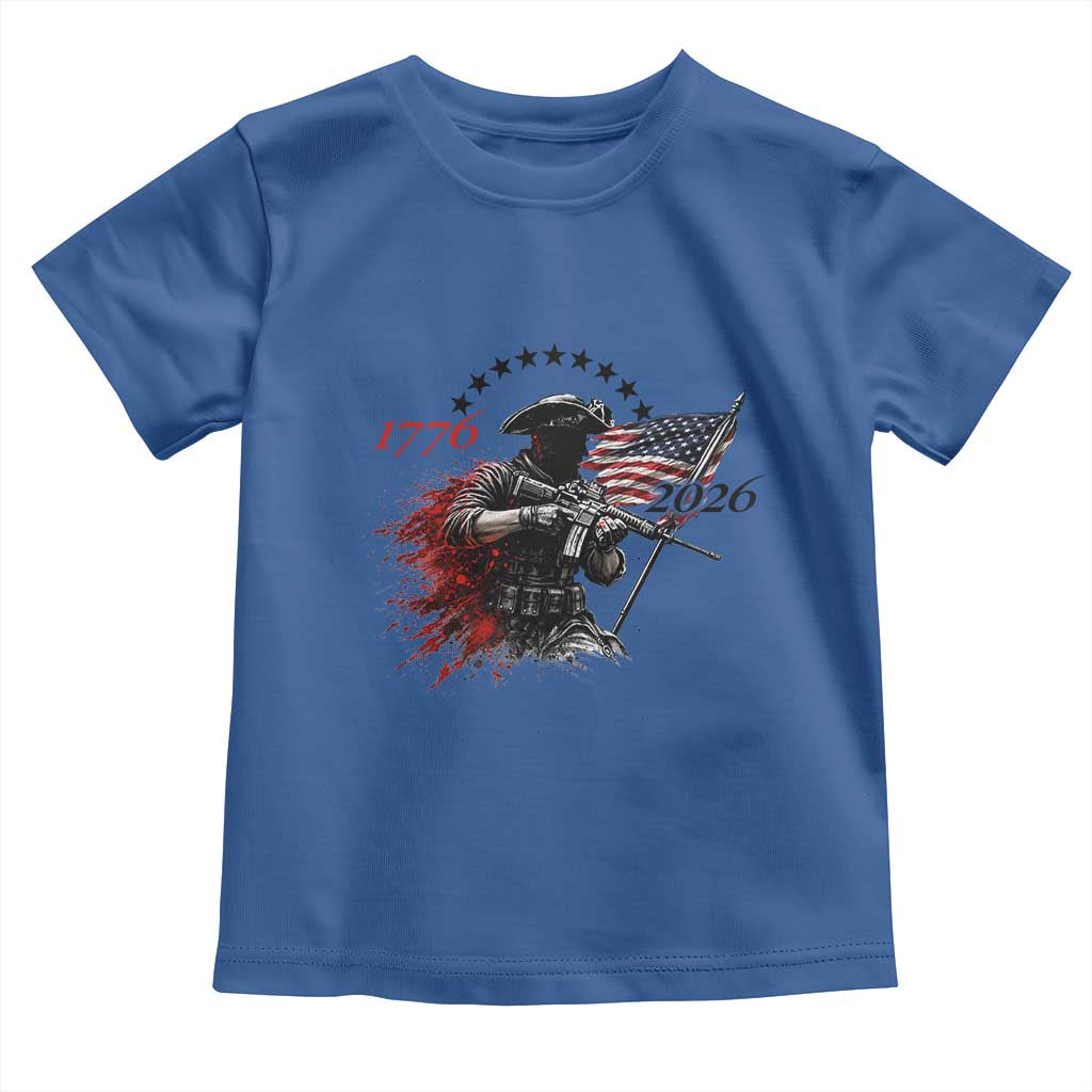 250 Years Anniversary Yankee Spirit Toddler T Shirt 1776 2026 Patriotic Tactical Minuteman Independence Day 4th July US Flag TS10 Royal Blue Print Your Wear