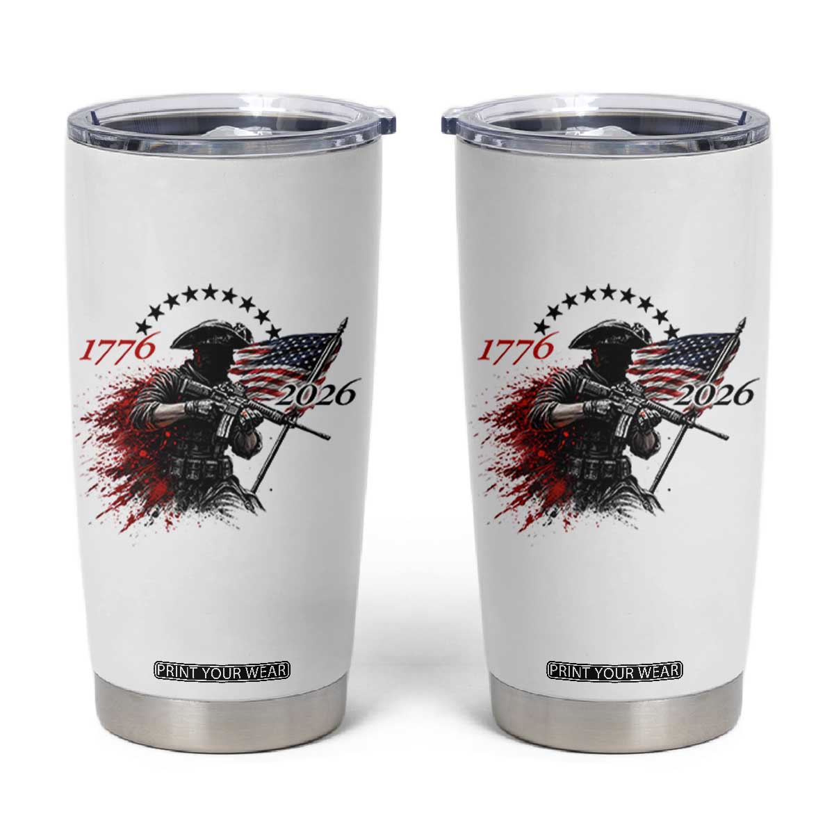 250 Years Anniversary Yankee Spirit Tumbler Cup 1776 2026 Patriotic Tactical Minuteman Independence Day 4th July US Flag TS10 White Print Your Wear