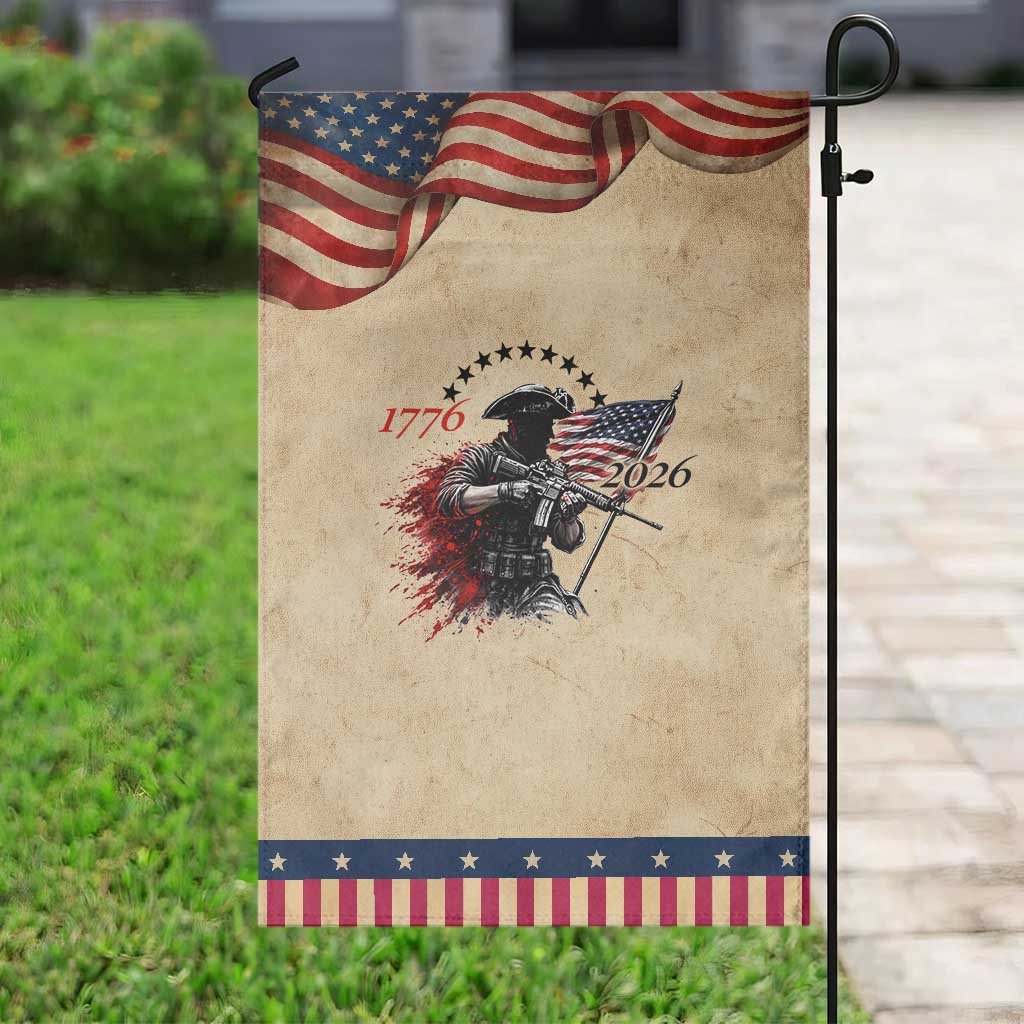 250 Years Anniversary Yankee Spirit Garden Flag 1776 2026 Patriotic Tactical Minuteman Independence Day 4th July US Flag TS10 Vintage Rustic Tan Navy Print Your Wear