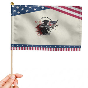250 Years Anniversary Yankee Spirit Patriotic Handheld Flag 1776 2026 Tactical Minuteman Independence Day 4th July US Flag TS10 Modern 8.2" × 5.5" Beige Blue Print Your Wear
