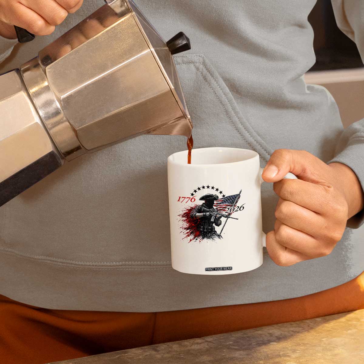 250 Years Anniversary Yankee Spirit Coffee Mug 1776 2026 Patriotic Tactical Minuteman Independence Day 4th July US Flag TS10 Print Your Wear