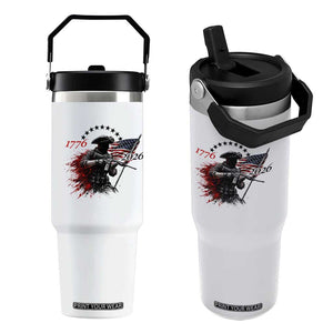 250 Years Anniversary Yankee Spirit Flip Straw Tumbler 1776 2026 Patriotic Tactical Minuteman Independence Day 4th July US Flag TS10 One Size: 30 oz White Print Your Wear