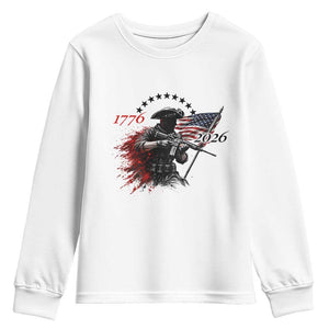 250 Years Anniversary Yankee Spirit Youth Sweatshirt 1776 2026 Patriotic Tactical Minuteman Independence Day 4th July US Flag TS10 White Print Your Wear