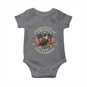 USA 250th Anniversary Baby Onesie Vintage Eagle US Flag Independence Day 4th July Patriotic TS10 Charcoal Print Your Wear