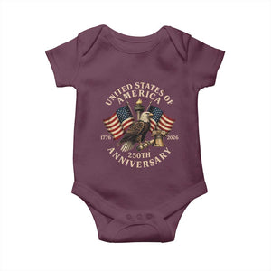 USA 250th Anniversary Baby Onesie Vintage Eagle US Flag Independence Day 4th July Patriotic TS10 Maroon Print Your Wear