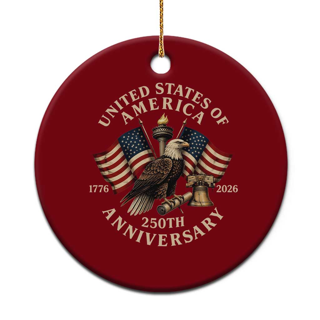 USA 250th Anniversary Ceramic Ornament Vintage Eagle US Flag Independence Day 4th July Patriotic TS10 1pc Red Print Your Wear