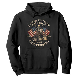 USA 250th Anniversary Hoodie Vintage Eagle US Flag Independence Day 4th July Patriotic TS10 Black Print Your Wear