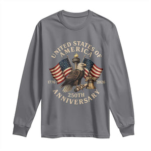 USA 250th Anniversary Long Sleeve Shirt Vintage Eagle US Flag Independence Day 4th July Patriotic TS10 Charcoal Print Your Wear
