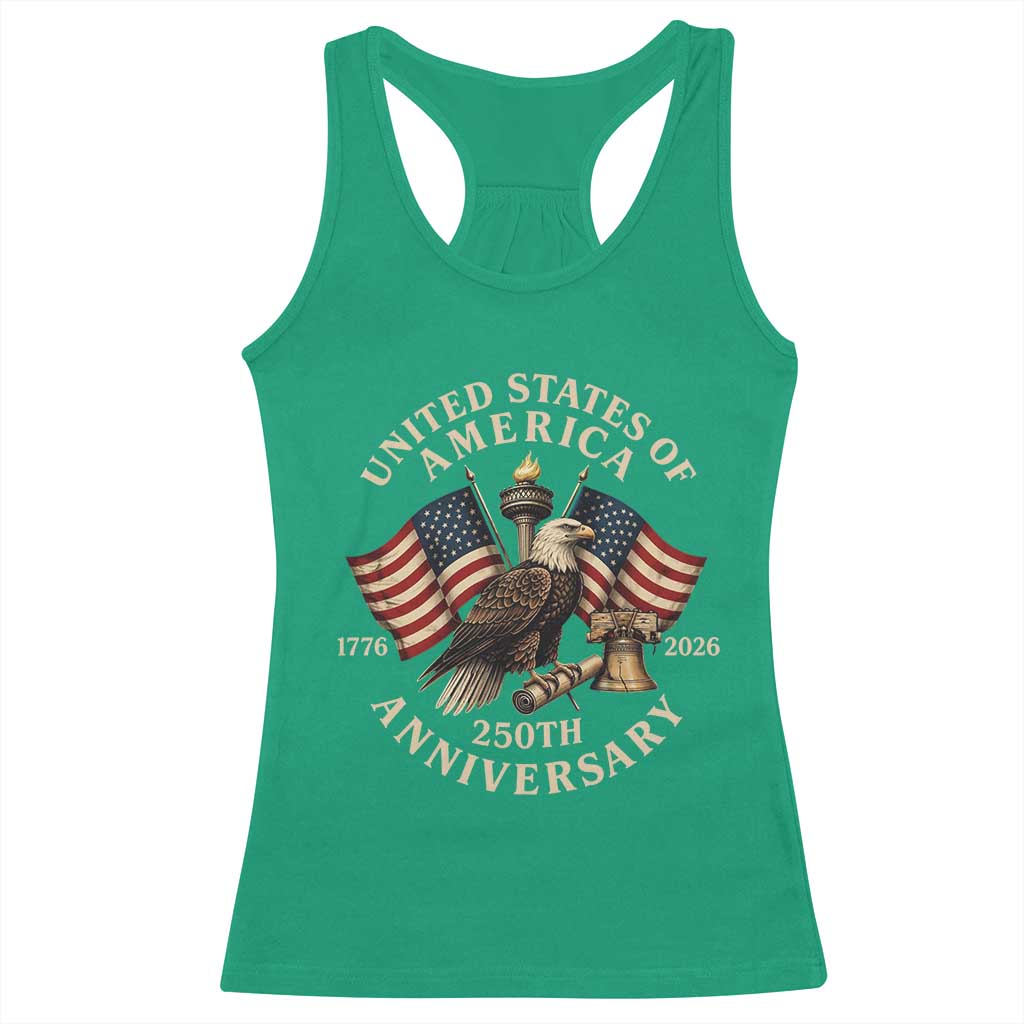 USA 250th Anniversary Racerback Tank Top Vintage Eagle US Flag Independence Day 4th July Patriotic TS10 Irish Green Print Your Wear