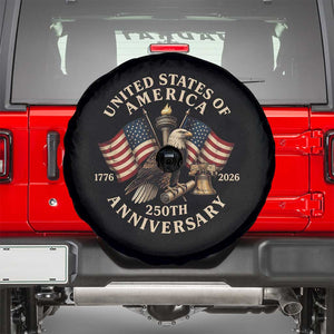 USA 250th Anniversary Spare Tire Cover Vintage Eagle US Flag Independence Day 4th July Patriotic TS10 Black Print Your Wear