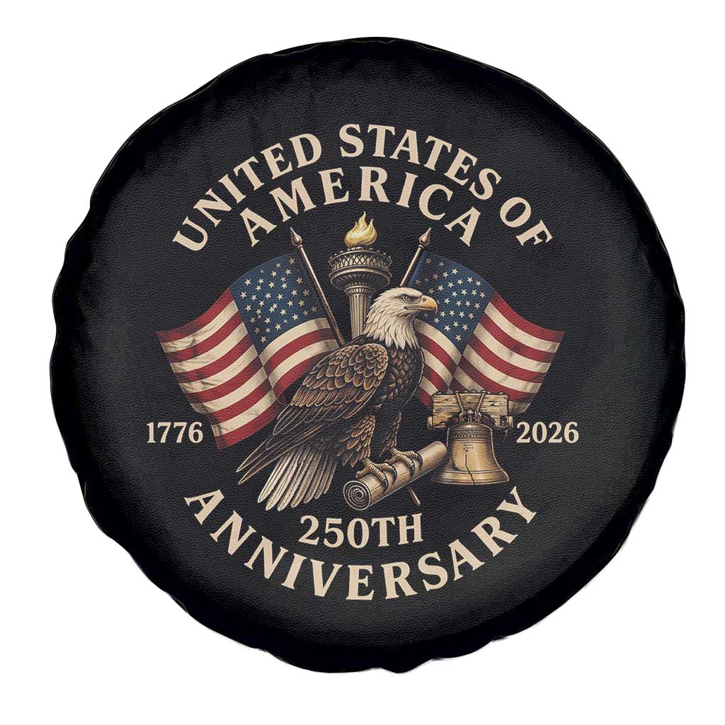 USA 250th Anniversary Spare Tire Cover Vintage Eagle US Flag Independence Day 4th July Patriotic TS10 Print Your Wear