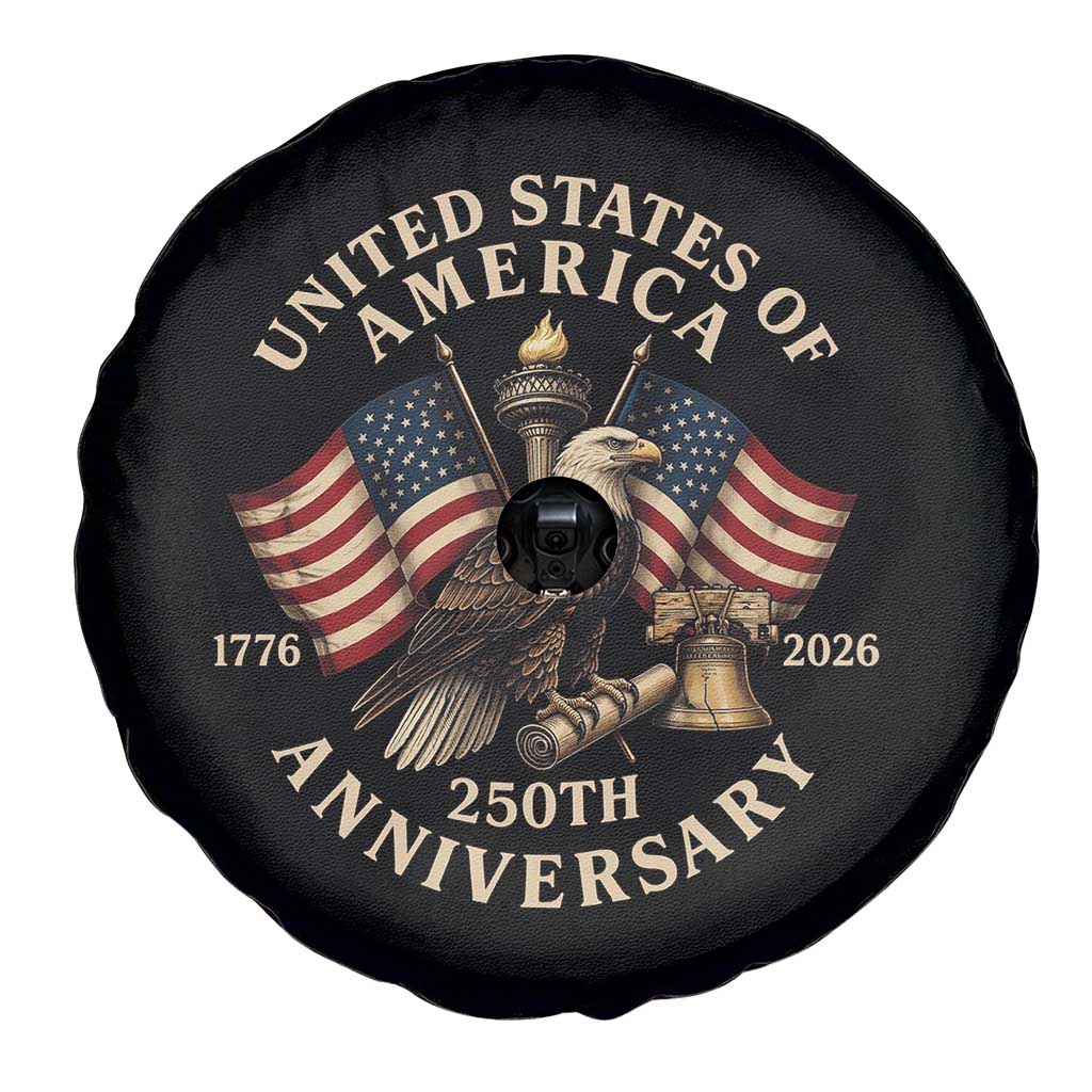 USA 250th Anniversary Spare Tire Cover Vintage Eagle US Flag Independence Day 4th July Patriotic TS10 Print Your Wear
