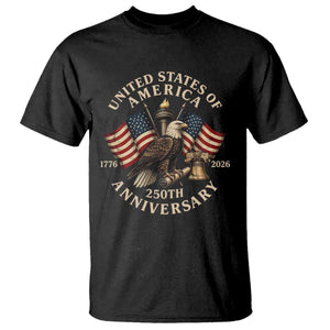 USA 250th Anniversary T Shirt Vintage Eagle US Flag Independence Day 4th July Patriotic TS10 Black Print Your Wear