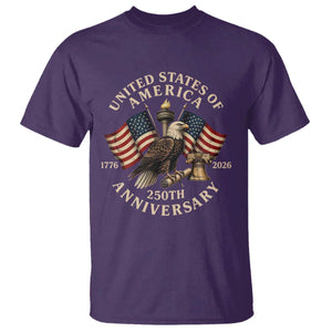 USA 250th Anniversary T Shirt Vintage Eagle US Flag Independence Day 4th July Patriotic TS10 Purple Print Your Wear