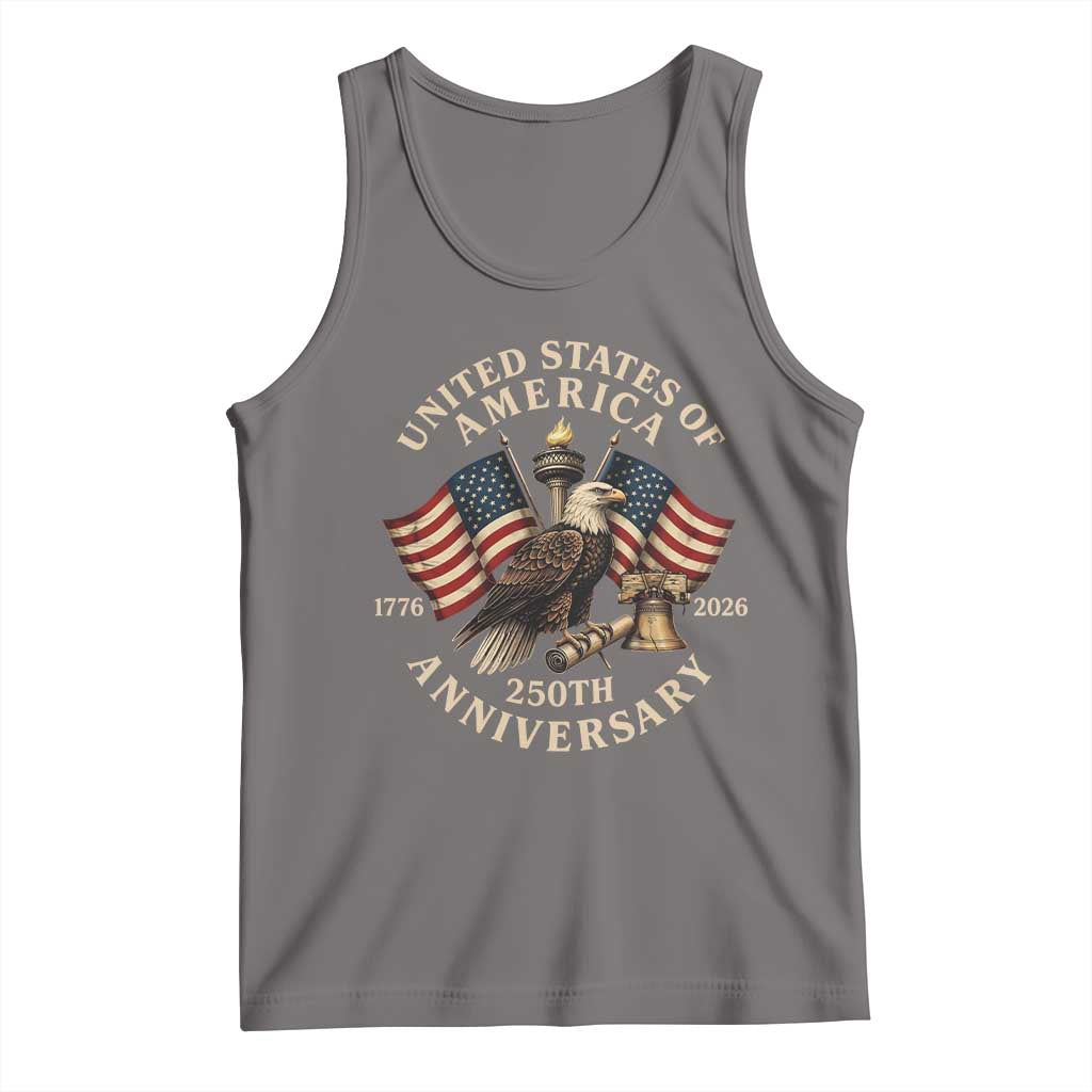 USA 250th Anniversary Tank Top Vintage Eagle US Flag Independence Day 4th July Patriotic TS10 Deep Heather Print Your Wear