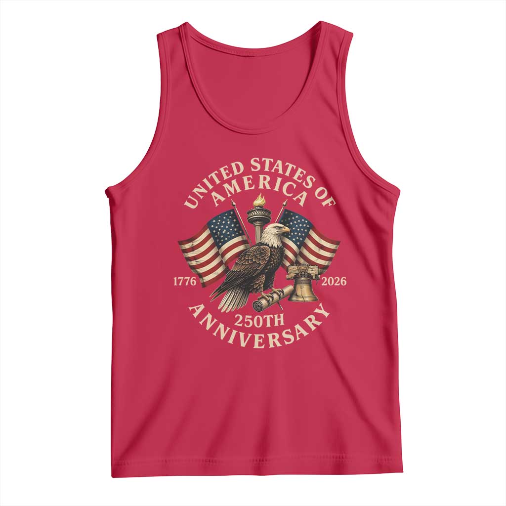 USA 250th Anniversary Tank Top Vintage Eagle US Flag Independence Day 4th July Patriotic TS10 Red Print Your Wear