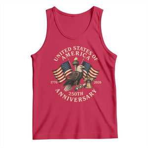 USA 250th Anniversary Tank Top Vintage Eagle US Flag Independence Day 4th July Patriotic TS10 Red Print Your Wear