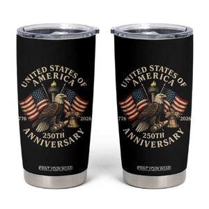 USA 250th Anniversary Tumbler Cup Vintage Eagle US Flag Independence Day 4th July Patriotic TS10 Black Print Your Wear