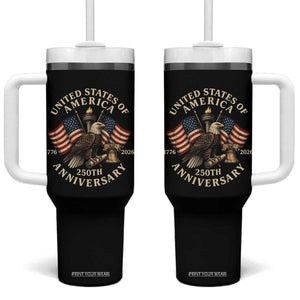 USA 250th Anniversary Tumbler With Handle Vintage Eagle US Flag Independence Day 4th July Patriotic TS10 One Size: 40 oz Black Print Your Wear