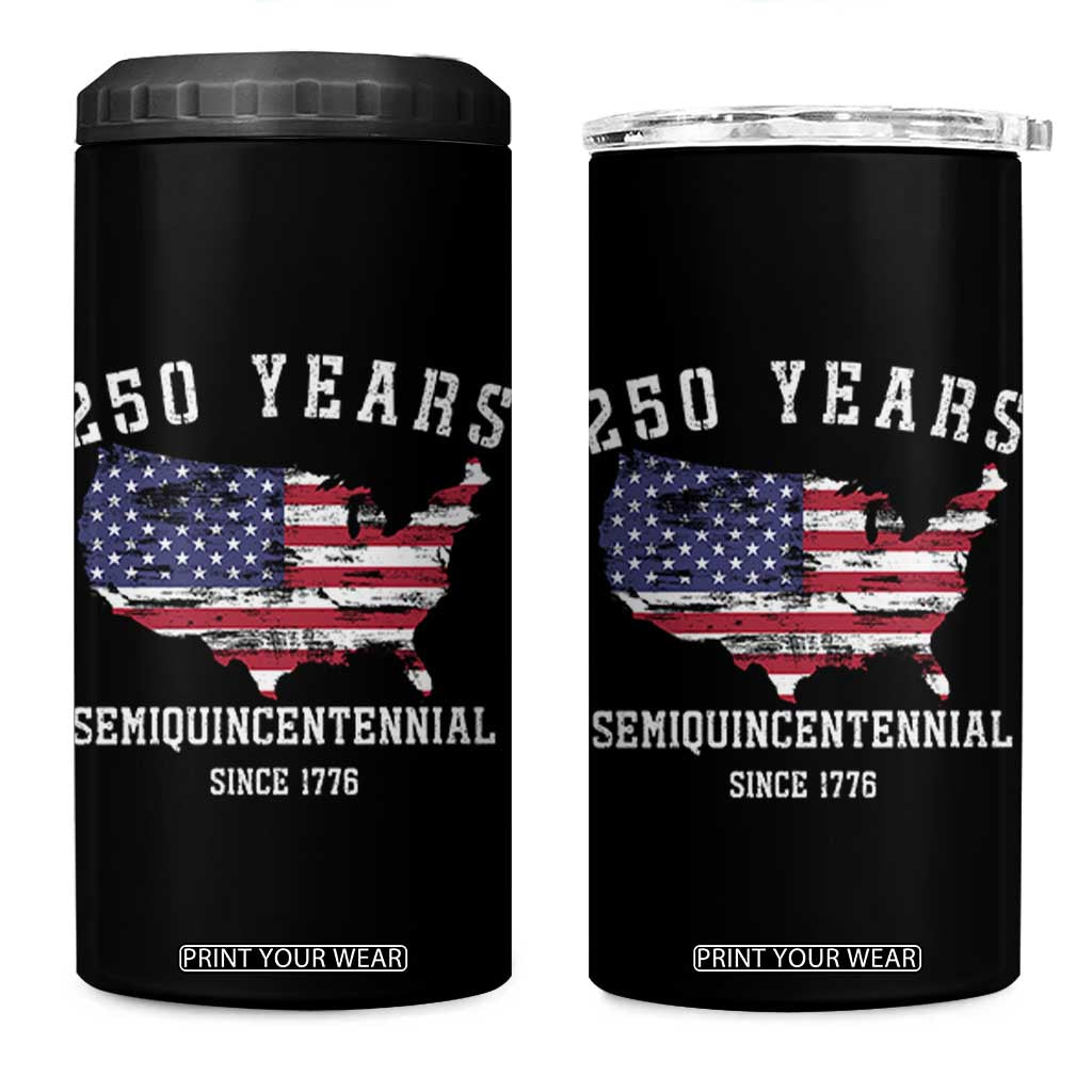 USA 250th Anniversary 4 in 1 Can Cooler Tumbler United States Semiquincentennial 1776 2026 Patriotic Independence Day TS10 One Size: 16 oz Black Print Your Wear