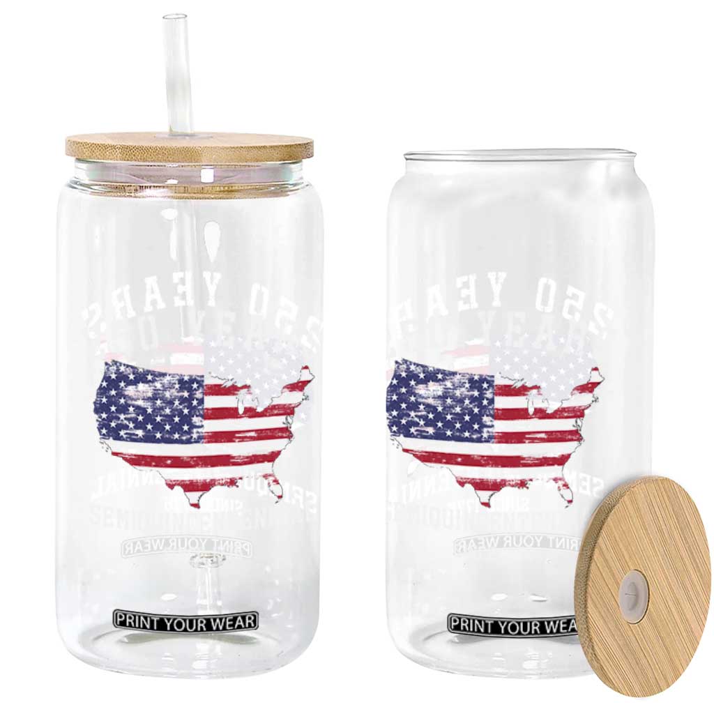 USA 250th Anniversary Glass Can United States Semiquincentennial 1776 2026 Patriotic Independence Day TS10 Print Your Wear