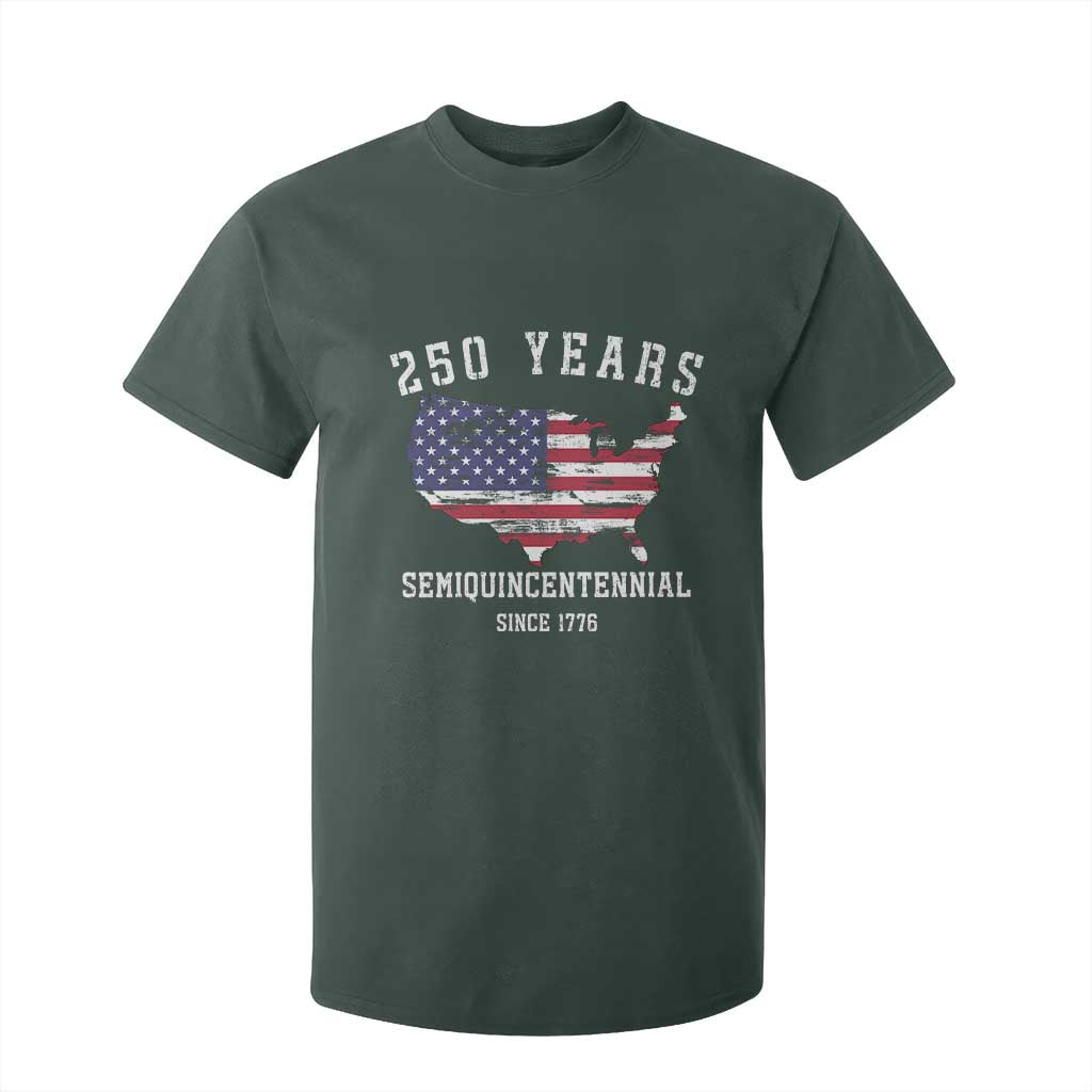 USA 250th Anniversary T Shirt For Kid United States Semiquincentennial 1776 2026 Patriotic Independence Day TS10 Dark Forest Green Print Your Wear