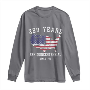 USA 250th Anniversary Long Sleeve Shirt United States Semiquincentennial 1776 2026 Patriotic Independence Day TS10 Charcoal Print Your Wear